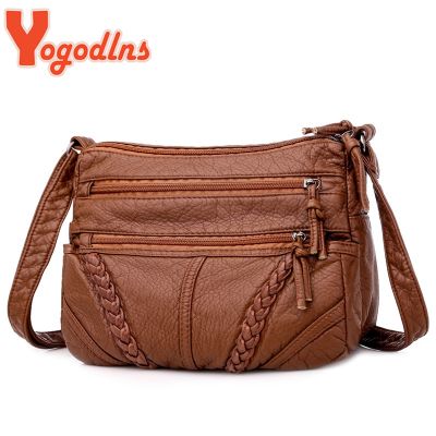 Yogodlns Winter New Shoulder Bag For Women Soft PU Leather Crossbody Bag Vintage Messenger Bag Lady Handbag Brands Lady Pouch Cross Body Shoulder Bags