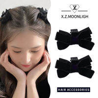 X.z.moonligh】กิ๊ปติดผมหน้าม้าโบว์กำมะหยี่สีดำแนววินเทจหัวเจ้าหญิงสำหรับผู้หญิงกิ๊ฟหนีบผมคลิปเครื่องประดับศีรษะเครื่องประดับผมผู้หญิง