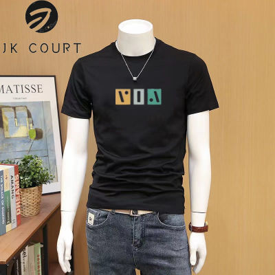 JK Court เสื้อยืดแขนสั้นผู้ชาย,เสื้อคอกลมแขนสั้นแขนสั้นฤดูร้อน