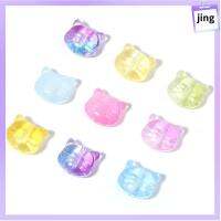 JING 120PCS หัวลูกแมว ลูกปัดแก้วหัวแมว กระจกสำหรับผู้หญิง สีสันสดใส ลูกปัดกั้นหัวลูกแมวโปร่งใส น้ำหนักเบาใน รู: 1.3mm เครื่องลางลูกปัดแก้วคริสตัล การทำเครื่องประดับ