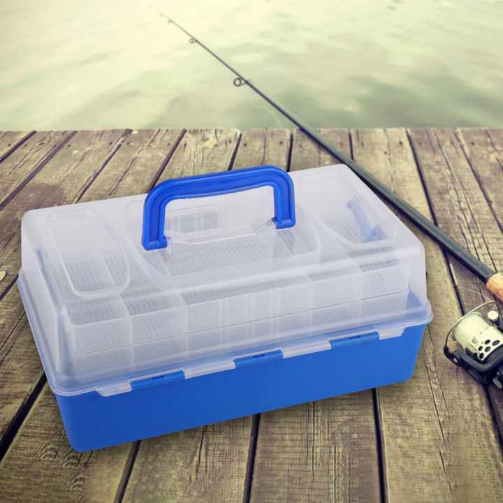 haqima2315-กล่องเก็บของตกปลาพลาสติก3ชั้นกล่องฮอดเลอร์สำหรับใส่เหยื่อตกปลา