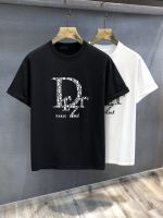 New Fashion Designer Letter Printing 180 Gram Pure Cotton T-Shirt Summer Loose Fit MenS S Retro Round Neck Unisex