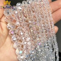 ❁◈ Faceted AB Clear Glass Crystal Rondelle Beads Loose Beads For Jewelry Making DIY Bracelets Necklace Strands 4/6/8/10/12/14mm