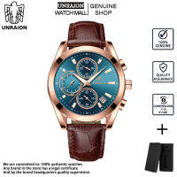 UNRAION Swiss นาฬิกาสำหรับผู้ชายกันน้ำอเนกประสงค์,ใหม่หน้าปัดปฏิทินดีไซน์หล่อสายหนัง