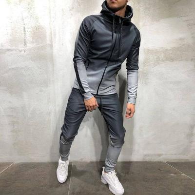 Mens Sportswear Running Sets Jacket Sport Kit Zipper Hoodies+Joggers Sweatpants Gym Sports Clothes Solid Tracksuit Men