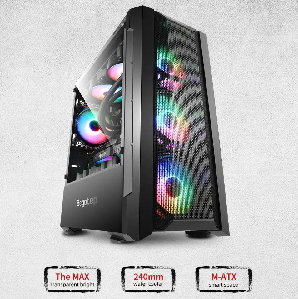 Segotep Prime G Plus Gaming Desktop Case, Max Transparency Side