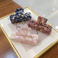 Rectangle Acrylic Marble Large Hair Claws Banana Clip Women Floral Acetate Hair Clips Crab Geometric Hairpins Hair Accessories