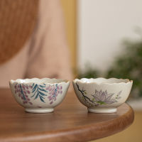 Spot parcel post Grass and Wood Gray Hand Painted Wisteria Flower Master Cup Single Cup Porcelain Tea Tasting Cup New Chinese Style Kung Fu Tea Set Teacup Mens and Womens Cups