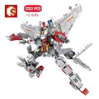 SEMBO 2IN เครื่องบินทหารฉลามบินบล็อกสร้างนักรบ J-15 1แปลงตัวเลขหุ่นยนต์ Mecha อิฐ Kids Toys ของขวัญ