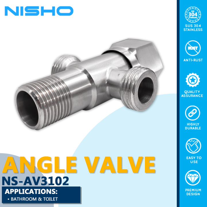 Nisho Shiro Series SUS304 Stainless 2-Way Angle Valve 1/2 NPT ( 20mm ...