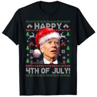 Santa Joe Biden Happy 4th กรกฎาคมเสื้อกันหนาวคริสต์มาสน่าเกลียดเสื้อยืด