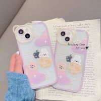 เคส RouJiang สำหรับ iPhone 14 13 12 11 Pro Max X XR Xs Max 8 7 6 6S Plus SE 2020การ์ตูนกระต่ายน่ารักไปยังดวงจันทร์พร้อมกับหูกราฟฟิตีเคสโทรศัพท์