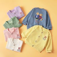 [COD] 2023 new childrens bear sweater coat spring autumn winter boys and girls cardigan round neck knitted pullover bottoming