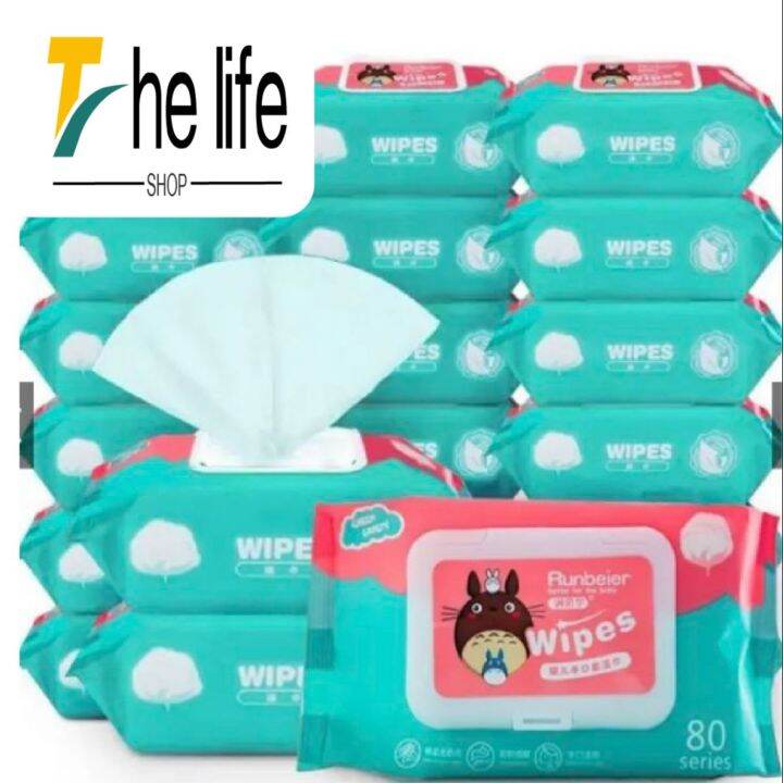 the-life-shopกระดาษทิชชู่เปียก-baby-จำนวน-10-ห่อ-สูตรบริสุทธิ์-ไม่มีแอลกอฮอล์และนำ้หอมผสม