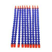 10 Pcs Round Nozzle 14PT Flexible Oil Coolant Hose Blue Orange