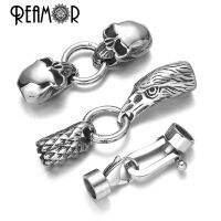 REAMOR 7/8mm Stainless Steel Eagle Skull Wolf Head Connectors For Round Leather Bracelet Jewelry Making DIY Bangle Metal Clasps