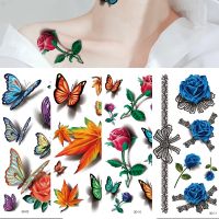 Bright Color Butterfly 3D Temporary Tattoo Sticker For Women Girls Body Art Tattoo Stickers Waterproof Tatoo Sticker 16 Style