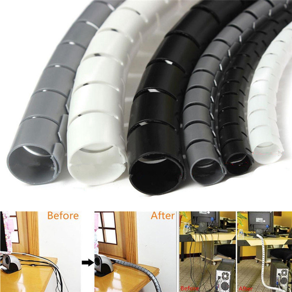 5m Spiral Tube Wire Wrap Storage Pipe Management Cord Protector Cable Organizer 