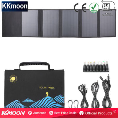 KKmoon 5พับ40W กระเป๋าพับได้ Dual USB + เอาท์พุท DC ชาร์จพลังงานแสงอาทิตย์แบบพกพาพลังงานแสงอาทิตย์ชาร์จอุปกรณ์กลางแจ้งแหล่งจ่ายไฟแบบพกพาสำหรับกลางแจ้งเดินป่าปีนเขา Camping Picnic