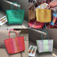 แฟชั่นขนาดใหญ่ Totes กระเป๋าหญิงกระเป๋าผู้หญิงทอถักกระเป๋าถือ Vivid Multi สีกระเป๋าถือสำหรับวันหยุดวันหยุดชายหาด Bag