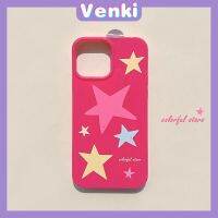 VENKI - เคสไอโฟน11 เคส iPhone Case Soft TPU Pink Glossy Candy Case สีสันดาวป้องกันกล้องกันกระแทกสำหรับ iPhone 14 13 12 11 Pro Max 7 8 Plus X XR