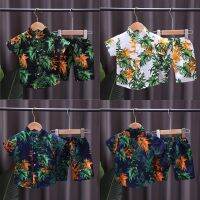 Boys shirt suits baby boy clothes 0-4 years child print shirt + shorts two sets of kids fashion shirt