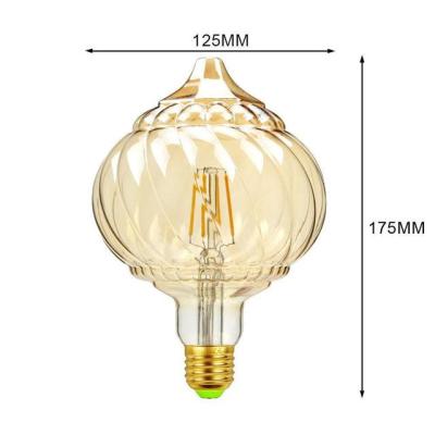 โคมไฟตกแต่งเส้นใยสไตล์วินเทจสำหรับคาเฟ่ G125โคมไฟ Led แหลมรูปทรงฟักทอง