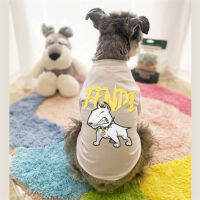 Schnauzer Larbrador เสื้อผ้าฝ้ายรูปสุนัขน่ารักแบรนด์เสื้อเชิ้ตลายหมา Jianjia28เสื้อยืดระบายอากาศโลโก้ FF แบบคลาสสิก