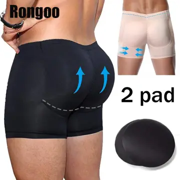 Mens Padded Underwear, Breathable Mesh Boxer Brief Body Shapewear Butt Lift  Enhancer with Hip Removable Pad