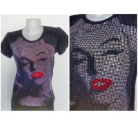 K117 เสื้อยืดผู้หญิง ตกแต่ง-ประดับ-พิมพ์ลาย-เพชรแฟชั่น Marilyn Monroe Bling Tees by kunibrand