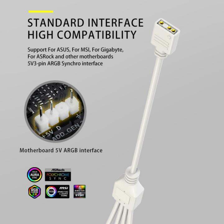 ขั้วต่อ3pin-argh-สายอะแดปเตอร์5v-เมนบอร์ด1ถึง2-3-4การซิงโครไนซ์สายพ่วง30ซม-ทนแรงดึงสำหรับพัดลมแผ่นไฟคอมพิวเตอร์