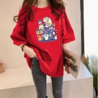 [AMYGO] 2023 Plus Size T Shirt Big Size Loose Tshirt Women Plus Size Printing Baju Lengan Pendek Fashion Student Tshirt Woman Tops Girls Student Korean Style Ladies Kurung Moden