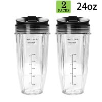 THLT9A 2 Pack Replacement 24Oz Cup with Spout Lid for Nutri Ninja Auto IQ Series Blenders with BL450/BL454/BL456/BL480/BL481