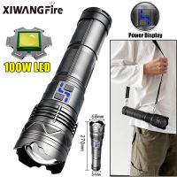 Powerful 100W LED Flashlight USB Rechargeable Zoomable lamp Torch With Built in battery 10000Mah Emergency lantern Outdoor