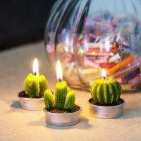 【 CW】4X4X5cm 6Pcs 3D Simulated Cactus Shape Candle Plant Set For Home Party Wedding Decoration Candle Tea Light Decor For Gifts N6O7