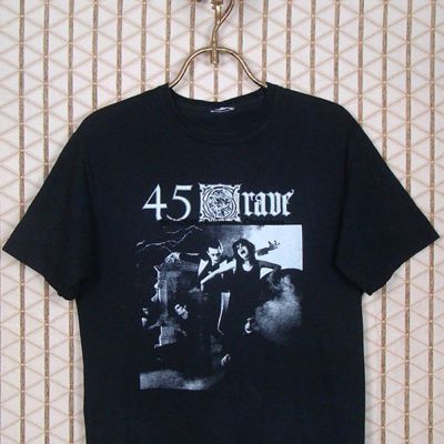 45 Grave Vintage Rare T เสื้อสีดำ Tee เสื้อ Goth Gothic เชื้อโรค Gun Club Screamers สยองขวัญ Punk (1)S-5XL