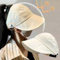 Women Hanging Mask Sunhat Summer Outdoor Beach Fisherman Hat Sunscreen UV Protection Cap Adjustable Cotton Wide Brim Bucket Caps