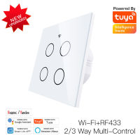 4 Gang Smart Glass Panel Switch Smart LifeTuya App Multi-Control Association Voice Control Work With With Alexa Google Home