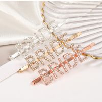 Gold Glitter Rhinestone Bride Hair Clip Hairpin Bridal Shower Wedding Bachelorette Night Decoration