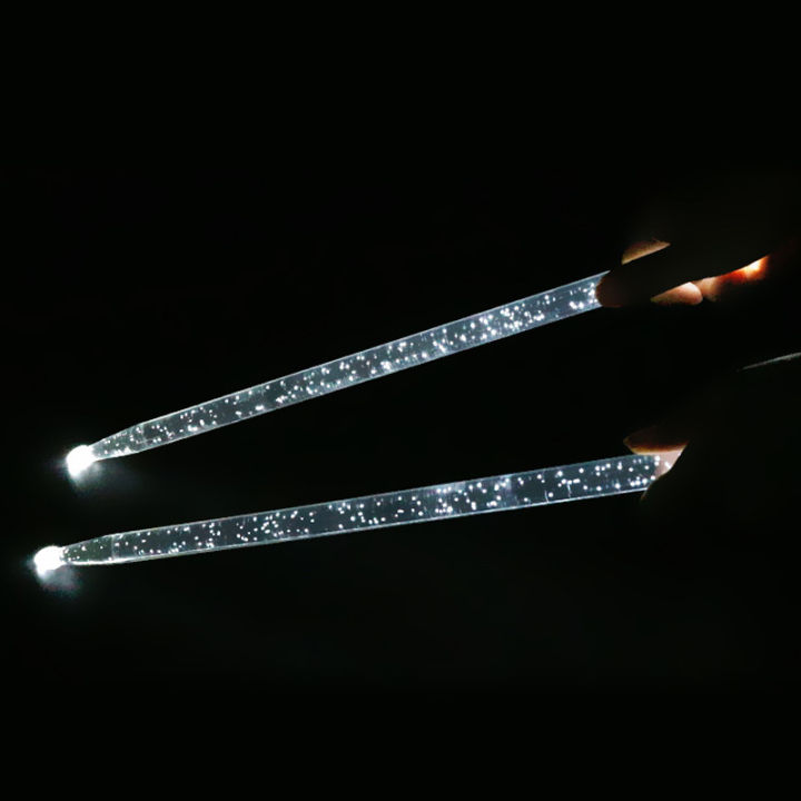 ไม้กลองอะคริลิค5a-2ชิ้นเรืองแสงในเวทีมืดกลองแจ๊สเรืองแสง