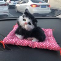 【ของเล่นตุ๊กตา】 Simulation Realistic Cute Cat Kitten Sound Plush Doll Toy with Cat Dolls Table Sleeping Mat Home Decor Kids Boys Girls Gift ！