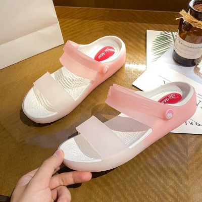 รองเท้าแตะพื้นนิ่มคริสตัลโปร่งแสงสำหรับพยาบาลสดใสขนาดเล็กรองเท้าแบบมีรูระบายสำหรับผู้หญิง,รองเท้าพยาบาลเกาหลีฤดูร้อน