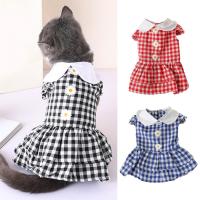 Dog Dress Small Dog Clothes Plaid Pattern Pet Outfit Princess Skirt Cat Clothes Summer for Female Dog Dresses