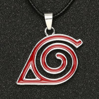 Leaf Necklace Konoha Village Symbal Uzumaki Uchiha Akatsuki Ninja Red Enamel Pendant Cosplay Anime Jewelry Men Women Wholesale