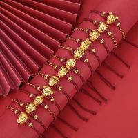 Imitation Pure 999 Gold Red Rope Twelve Zodiac Bracelet Ins Niche Design Animal Year Hand Rope Hand Woven Red Rope HandString Charms and Charm Bracele