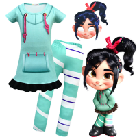 ส่งเร็วเสื้อผ้า2ชุดคอสเพลย์ฮาโลวีน Vanellope Von Schweetz + หน้ากาก + กางเกงชุดงานวันเกิด