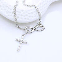 Upingi-CROSS FIGURE 8เสื้อกันหนาวเครื่องประดับหญิงยอดนิยมสร้อยคอเงินสั้น necklacec474or