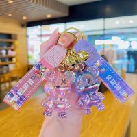 【LZ】☽¤  Crystal Bears Acrílico Keychain Desenhos animados casal saco pingente Doll Car Chaveiro pingente Atacado 20pcs