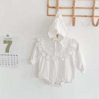 Newborn Toddler Baby Girls Princess Romper Embroidery Fake Collar Bib Lace Cap 3pcs Baby Birthday Costume Clothes White Jumpsuit