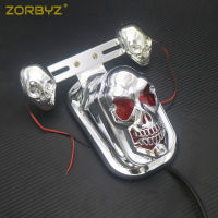 ZORBYZ Chrome Skull ไฟเลี้ยว Fender ไฟท้ายเบรคสำหรับ Honda Yamaha Harley Cruiser Bobber Chopper